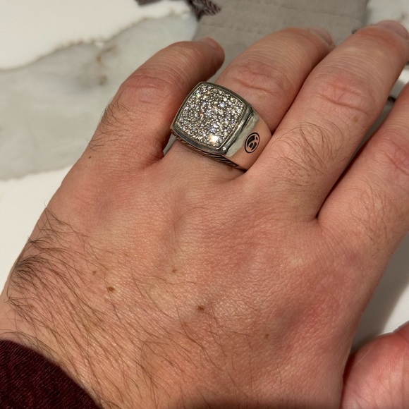 David Yurman Diamond Signet Ring - Size 10 - Picture 7 of 8